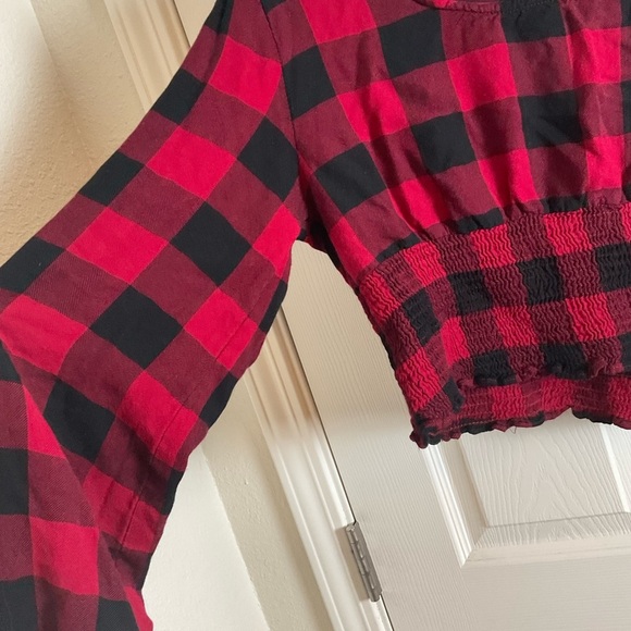 Sim & Sam Plaid Red and Black Women's Top size X-Large - Picture 6 of 9